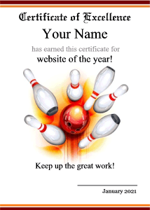 Bowling Certificates Templates