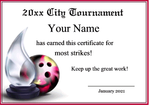 bowling certificate template, trophy