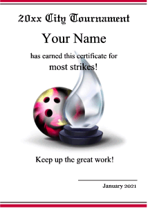 bowling tournament certificate template
