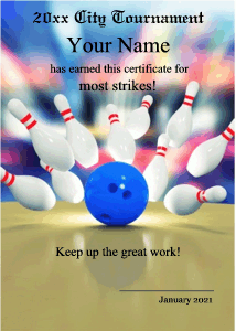 bowling certificate for kids