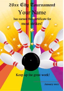 bowling award template, rainbow, stars