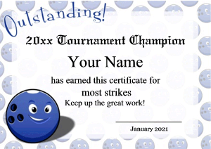 cute bowling certificates