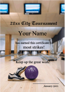 bowling league award