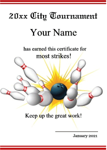 bowling certificate border