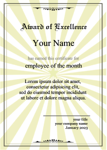 certificate template, business, radiant, star