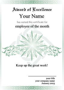 employee of the month, certificate template
