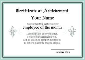 award certificate, multi-color border