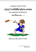 ultimate frisbee certificates