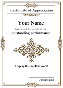 certificate template, gold border