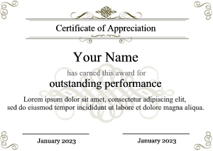 certificate of appreciation, fine line, copy space