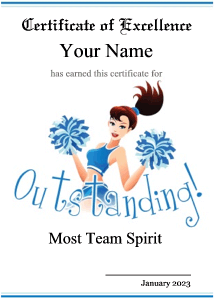 pep squad cheerleading certificate