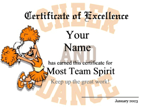 cheer and dance certificate