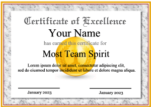 gold medal certificate template
