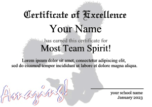 cheerleading certificate template