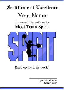 cheerleading certificate, team spirit border