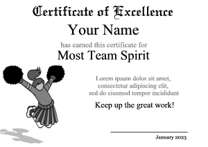 cheerleading certificate templates