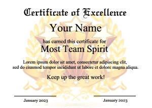 certificate template, champions, gold stars
