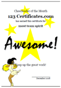 cheerleading certificate template