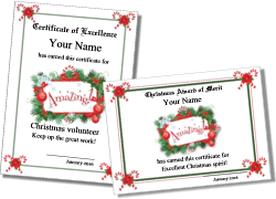 Christmas certificate template with candcanes and bows