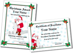 Christmas certificate template with candcanes and bows