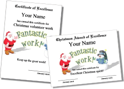 Santa Claus and snowman award template