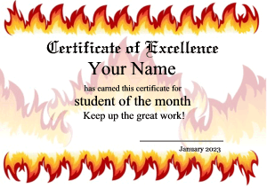 award border, flame pattern, fire