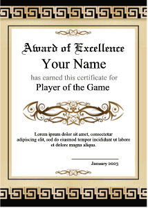 certificate, template, red rose, daggar, sword