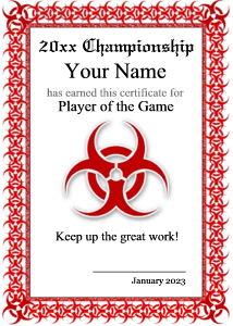 printable certificate, biohazard emblem, red, danger