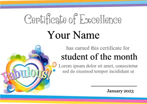 certificate template, rainbow, heart, colorful