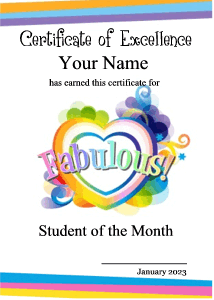 award certificate border, rainbow, heart, fabulous
