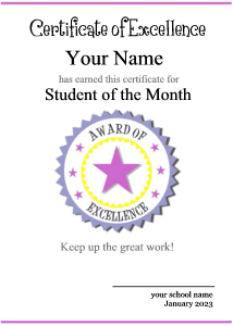 cute certificate, stars, award template