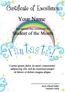 portrait certificate template, rainbow, pastel colors