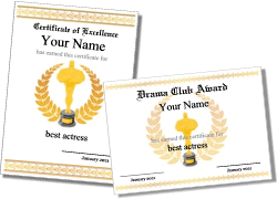 theater, Oscars, award certificate