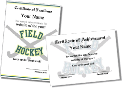 field hockey certificate template