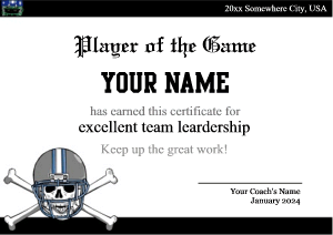 football certificate border, skull and crossbones