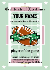 certificate template, football field background