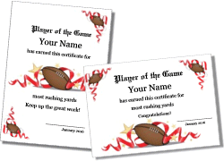 printable football certificate