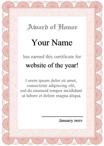 formal certificate, cute, pink