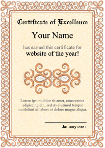 formal certificate, leaf border, pink