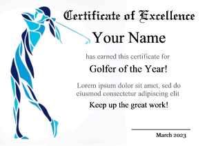 women's golf certificate template