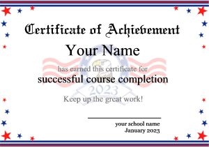 certificate template, USA, 2024 graduation
