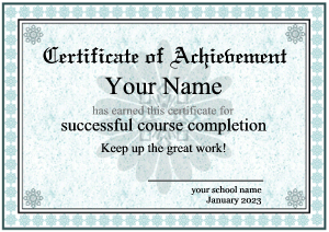 diploma template, blue, winter