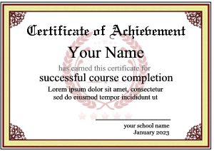 certificate template, 2025 graduation