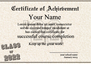 certificate template, class of 2025