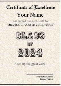 graduation certificate, class of 2025