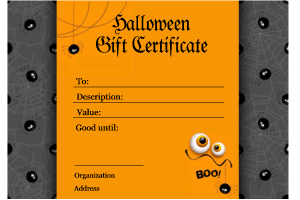 cute Halloween gift certificate to print