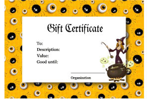 gift certificate, witch border, printable