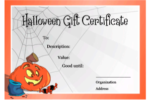 jack o'Lantern gift certificate