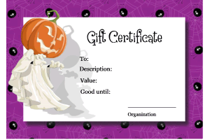 gift certificate with ghost, pumpkin border