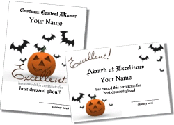 Pumpkin and bats certificate template